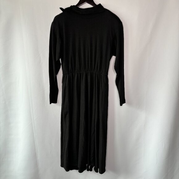 Bloomingdale's Women's Black Collared Zip Up Long Sleeve Maxi Dress Size Large - Picture 12 of 13